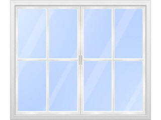 西洋風のレトロな両開きの窓　B　白	ガラスあり
