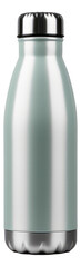 Reusable steel thermo water bottle isolated. Generative AI.