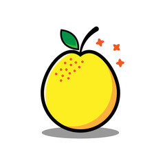 Yellow pear isolated on white background. Vector illustration. Cute yellow pear