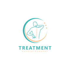 Treatment Physiotherapy Chiropractic logo design inspiration. Spine symbol vector icon design illustration template