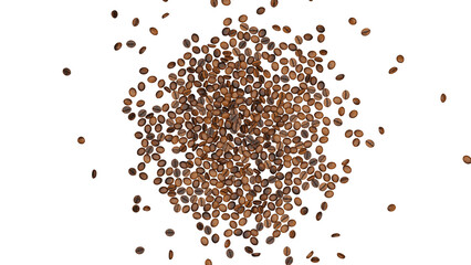 coffee beans isolate on white background, top view, 3D render