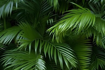 tropical plant background - palm tree leaves