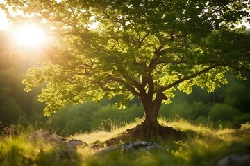 Fototapeta premium sun rays in the forest tee