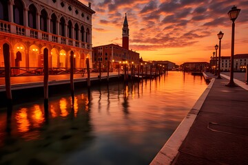 Venice building at sunset time
