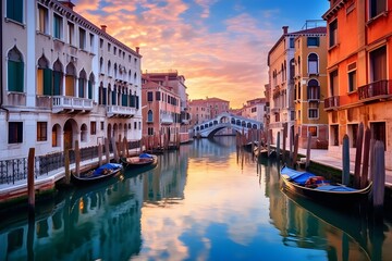 Naklejka premium Grand Canal at sunset time, Venice, Italy