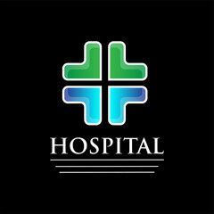 Obraz premium Healthcare Medical Logo. Cross and leaf icon combination. Flat Vector Logo Design Template Element
