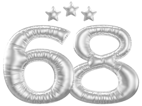 68 year anniversary number silver