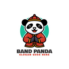 Vector Logo Illustration Band Panda Mascot Cartoon Style.