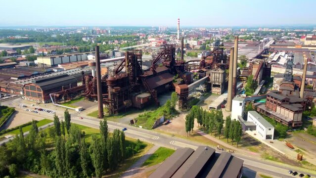 Ostrava, old ironworks factory, industrial heritage area bottom Vitkovice. National site of industrial heritage consisting of a unique collection of industrial architecture of former ironworks.