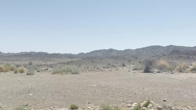 Driving Past Desert Rocky Khuzdar Landscape In Balochistan
