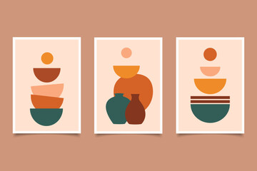 abstract modern contemporary wall art set boho style,abstract trendy boho printable for wall decoration