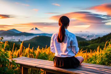 person sitting on a bench created using AI Generative Technology