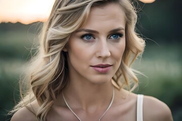 A fictional person, beautiful blonde hair women  created using AI Generative Technology