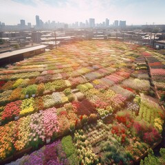 Urban Flower Farm in Bloom - obrazy, fototapety, plakaty