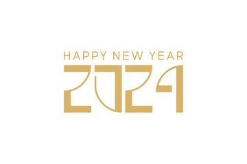 happy new year 2024 thin golden number style