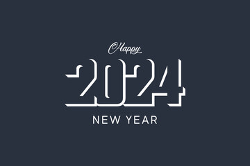 2024 new year. with negative space numbers on black background