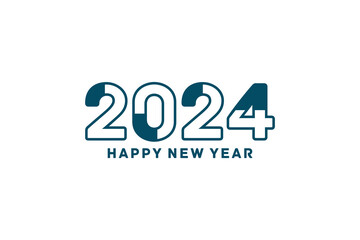 happy new year 2024 with modern numeral typography