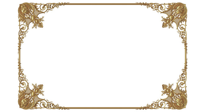 Naklejki frame with golden ornament, luxury classic design for decoration