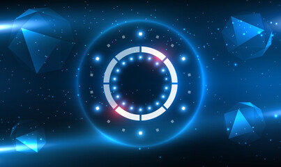 Glowing futuristic teleport tunnel with copy space on sci fi space background. Futuristic Sci-Fi HUD circle empty space. Light circle portal. Magic fantasy portal. Technology teleport. Vector EPS10.