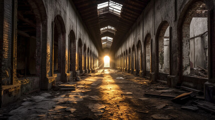 Fototapeta premium Generative AI, Echos of the Past: Capturing the Abandoned Beauty