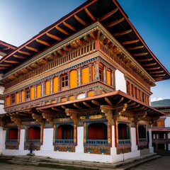 Fototapeta na wymiar Bhutanese Architecture Unique and Colorful Buildings