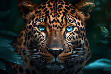 Obraz premium Leopard close-up. Generative AI.