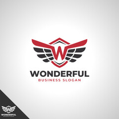Wonderful - Letter W with wings ornament style Logo