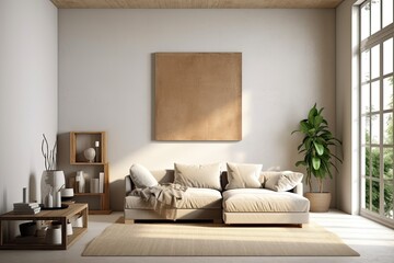 Modern Home Interior, Empty Mock Up Canvas