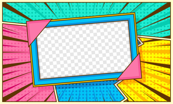 Cartoon pop art frame template background