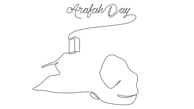 Animated self drawing of single continuous line draw for Arafah Day. Islamic holiday that falls on the 9th day of Dhu al-Hijjah of the lunar Islamic Calendar design concept design concept. Islamic hol