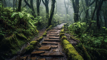 Obraz premium Generative AI, Enchanted Pathways: Unveiling the Mystery and Adventure of Forest Trails