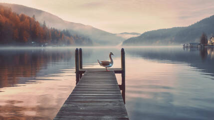 Generative AI, Lakeside Serenity: Photograph tranquil lakeside scenes