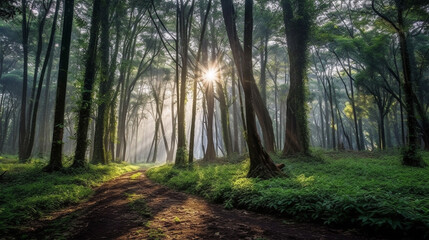 Obraz premium Generative AI, Forest Wonders: Focus on the ethereal beauty of forests