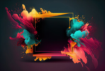 Fototapeta na wymiar Space For Text Design Copy Colorful Liquid Paint Splatter Explosion Excitement Graphic Resource Marketing Frame Backdrop layout Template 