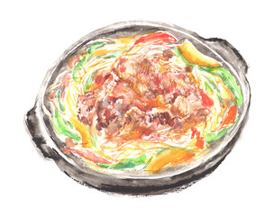 水彩で描いたジンギスカンのイラスト