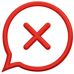 cross mark speech bubble 3d icon