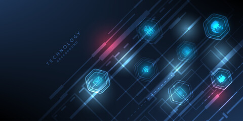 Obraz premium Hi-tech digital technology futuristic circuit digital. Abstract futuristic design. artificial intelligence. Modern futuristic design. Global network connection technology. vector illustration.