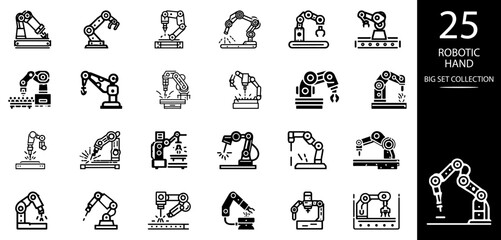 Robotic hand manipulator silhouette symbol icon. Robot limb logo. Robot arm. automation, robot, CNC shape logo.