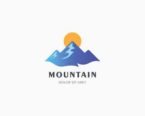 Abstract mountain with sun logo