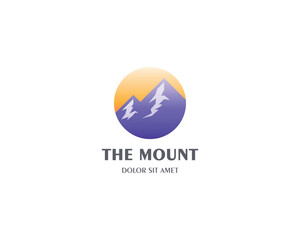 Colorful mountain and sun logo