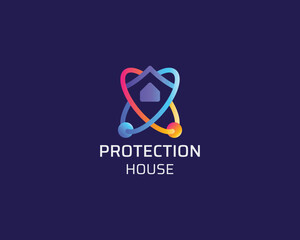Creative colorful protection house logo gradient
