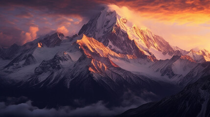 Fototapeta na wymiar Generative AI, Majestic Majesty: A Captivating View of Snowcapped Peaks