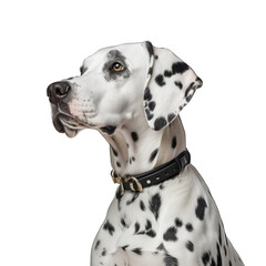 A close-up of a Dalmatian dog