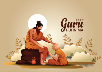 Creative vector Illustration for the Day Of Honoring Celebration Guru Purnima.	 - obrazy, fototapety, plakaty