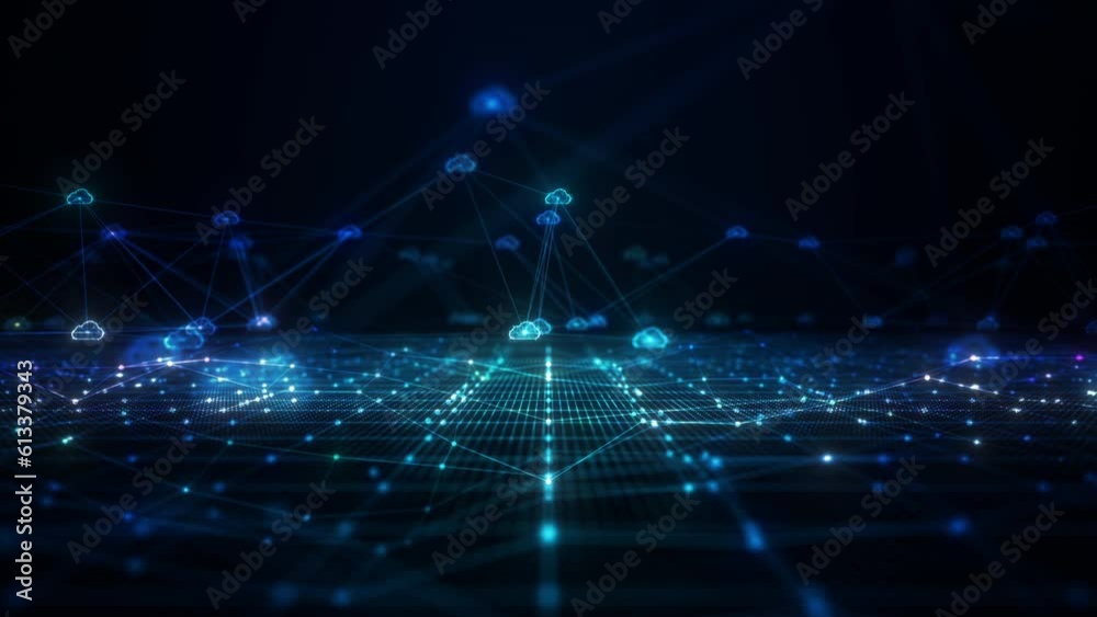 Poster future technology digital data network connection, digital cloud computing cyber security, digital d