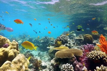 Fototapeta na wymiar A vibrant coral reef teeming with marine life 