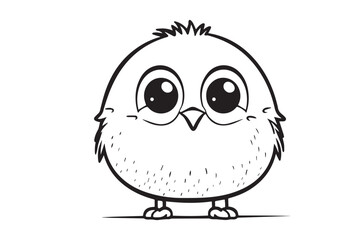 Obraz premium Kids Coloring Book, Cute Bird Coloring Pages, Bird Character Vector Illustration