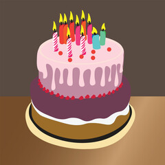 birthday cake with candles , celebrate with your friends 