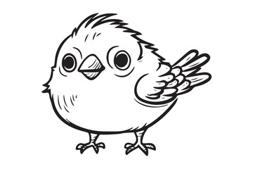 Kids Coloring Book, Cute Bird Coloring Pages,  Bird Character Vector Illustration