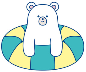 浮き輪とシロクマのイラスト